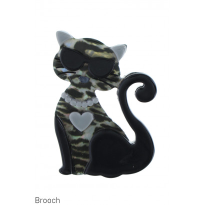 ACRYLIC EFFECT CAT BROOCH