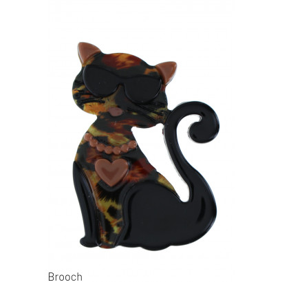 ACRYLIC EFFECT CAT BROOCH