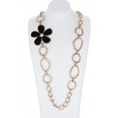 COLLIER A LONGUE CHAINE AVEC FLEUR EN PLASTIQUE