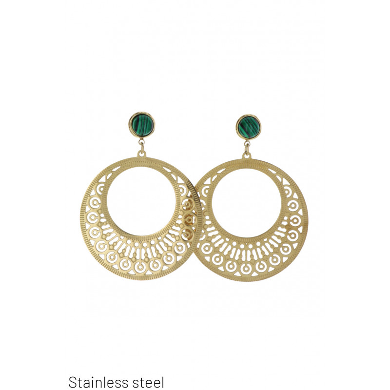 ROUND AND FILIGREE STEEL EARRING