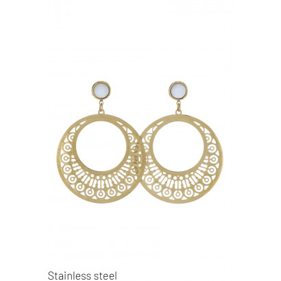 ROUND AND FILIGREE STEEL EARRING