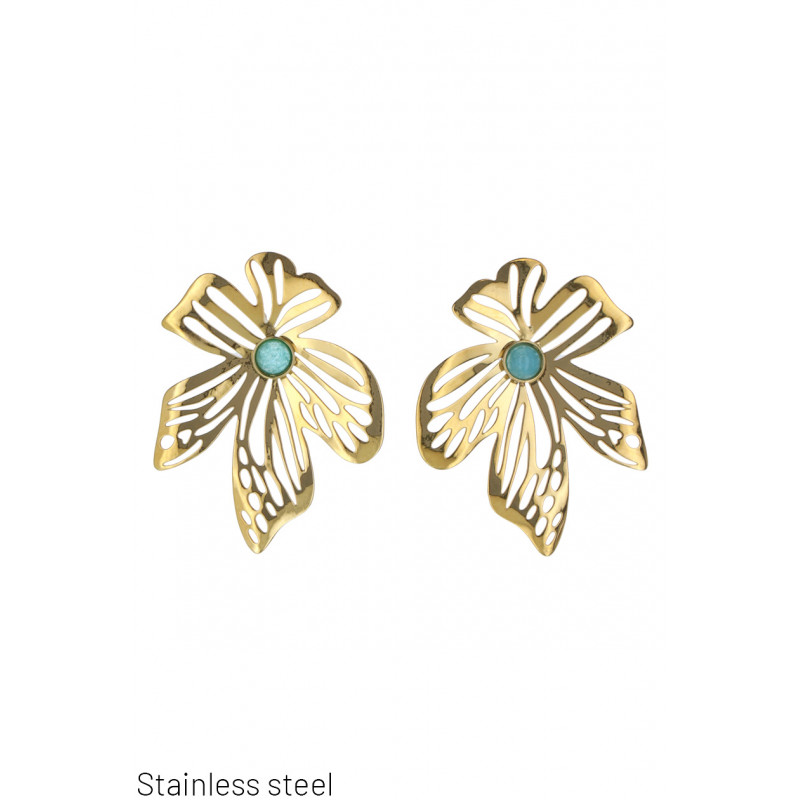 FLOWER-SHAPED STEEL EARRING