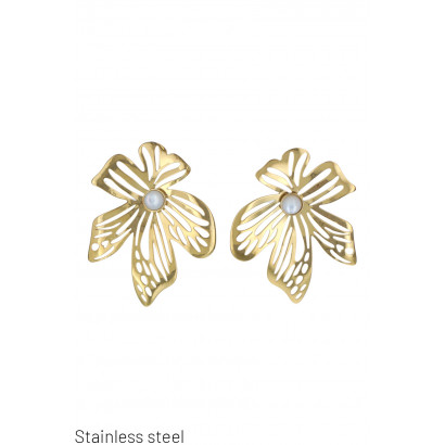 FLOWER-SHAPED STEEL EARRING