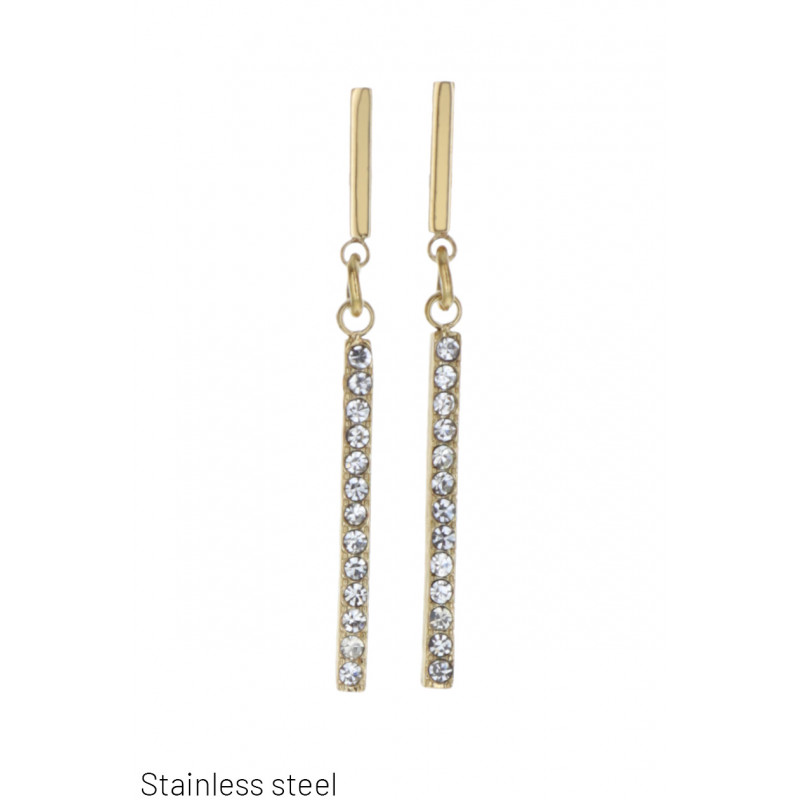 STEEL AND CRYSTAL PENDANT EARRING