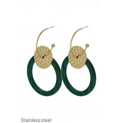 STEEL AND ROUND RESIN EARRING