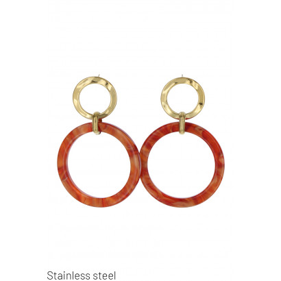 ROUND STEEL AND RESIN EARRING