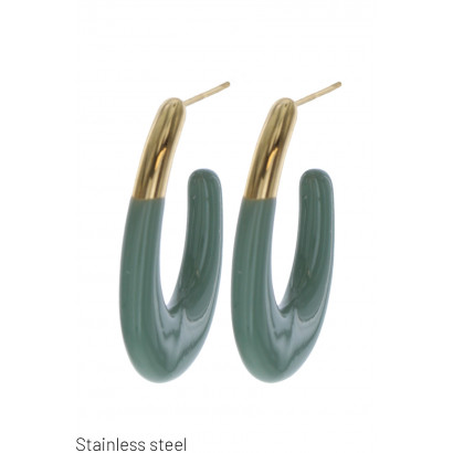 MID CREOLE COLORED STEEL EARRINGS