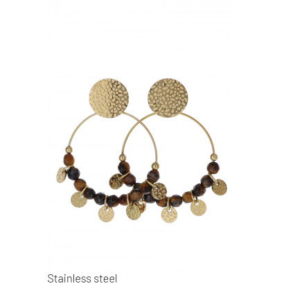 ROUND STEEL EARRING WITH PEARL