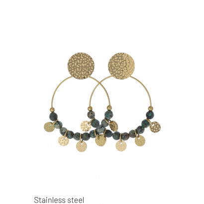 ROUND STEEL EARRING WITH PEARL