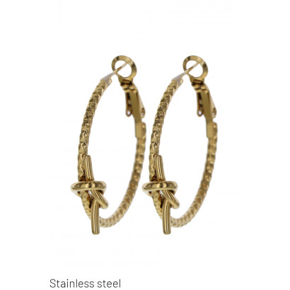 STEEL CREOLE EARRING WITH KNOT