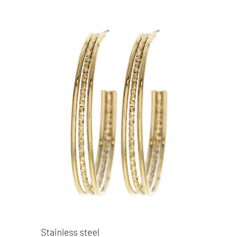 TRIPLE RING STEEL EARRING