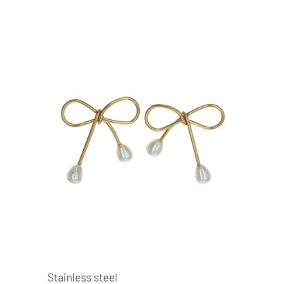 STEEL EARRING WITH PEARL...