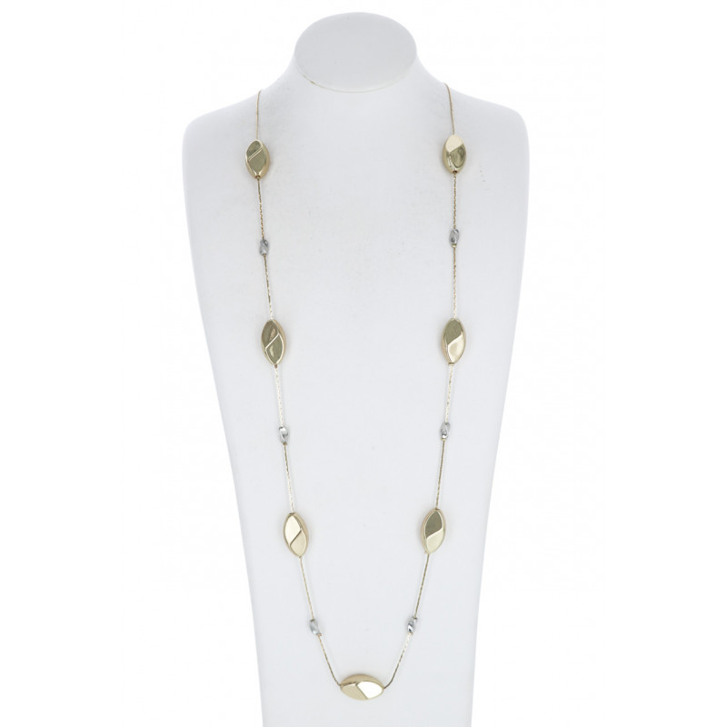 LONG COLLIER EN ACIER AVEC GOUTTES ET STRASS