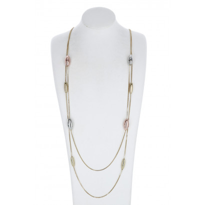 LONG COLLIER DOUBLE CHAINE AVEC GOUTTE