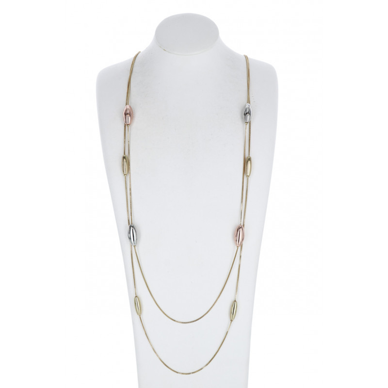 LONG COLLIER DOUBLE CHAINE AVEC GOUTTE