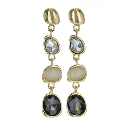 STONE AND CRYSTAL PENDANT EARRING