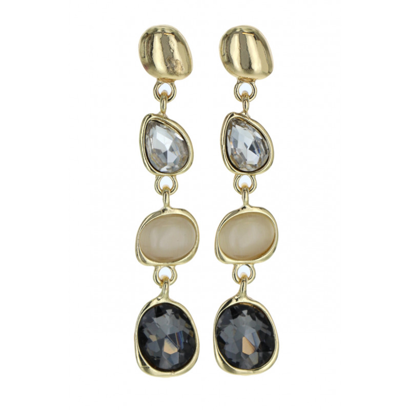 STONE AND CRYSTAL PENDANT EARRING