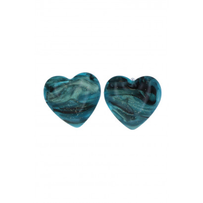 POST PLASTIC EARRING HEART SHAPE COLORED