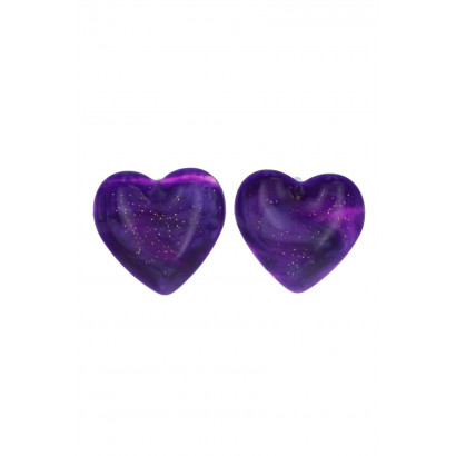 POST PLASTIC EARRING HEART SHAPE COLORED