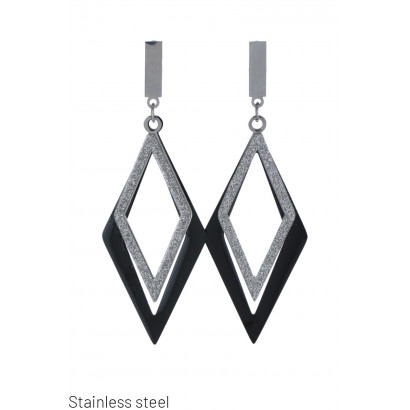 STEEL PENDANT EARRING GEOMETRIC SHAPE W/2 LOSANGE