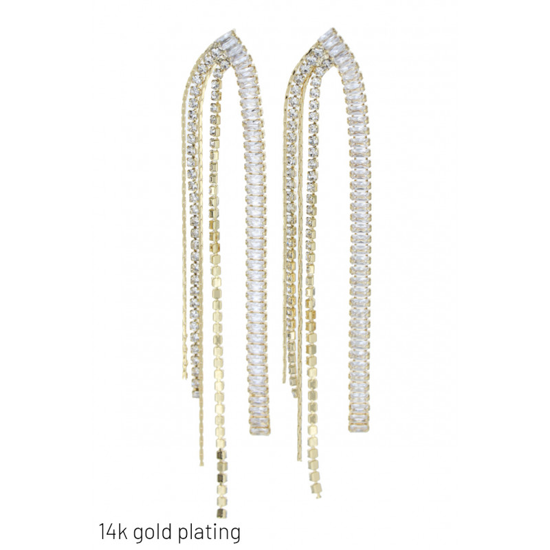 GOLD PLATED DANGLING EARRING WITH STRASS