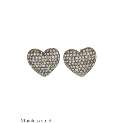 HEART-SHAPED STEEL AND CRYSTAL EARRING