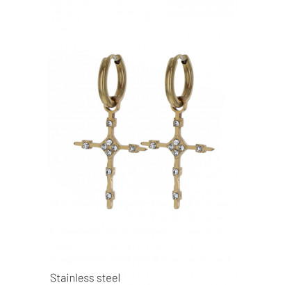 STEEL EARRING WITH CROSS...