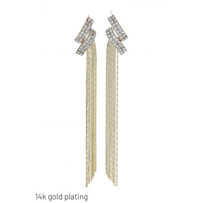 14K GOLD PLATED PENDANT EARRING WITH CRYSTAL