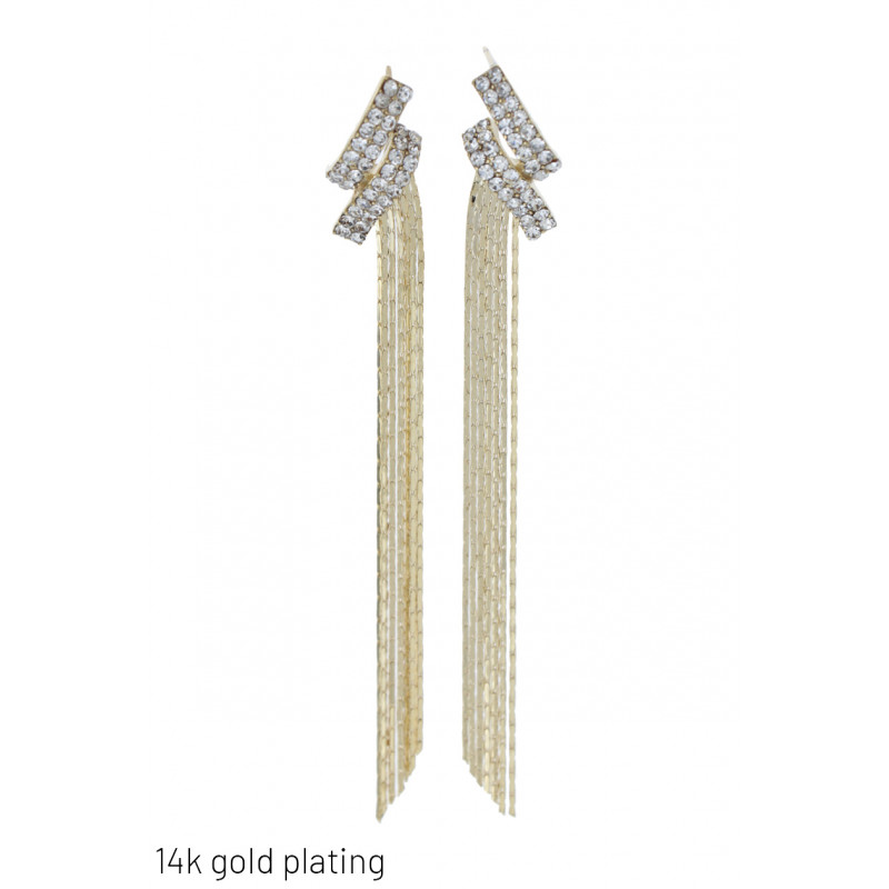 14K GOLD PLATED PENDANT EARRING WITH CRYSTAL