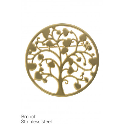 STEEL BROOCH WITH TREE OF LIFE AND HEART