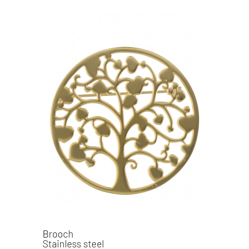 STEEL BROOCH WITH TREE OF LIFE AND HEART