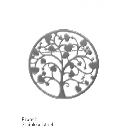 STEEL BROOCH WITH TREE OF LIFE AND HEART