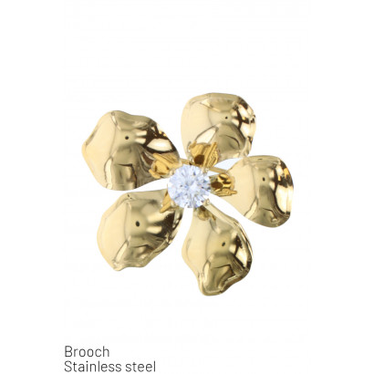 STAAL BROCHE MET BLOEMEN...