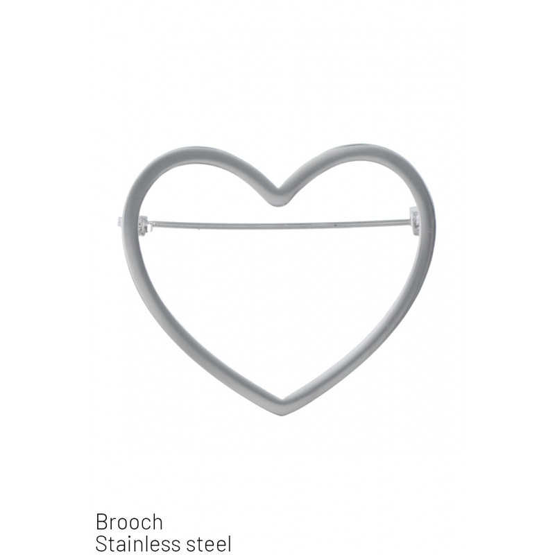 STEEL BROOCH WITH HEART SHAPE