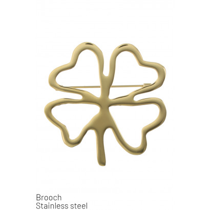 STEEL BROOCH WITH FOUR LEAF...