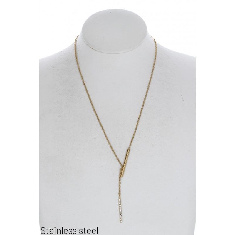 STAINL.STEEL NECKLACE WITH GEOMETRIC SHAPE