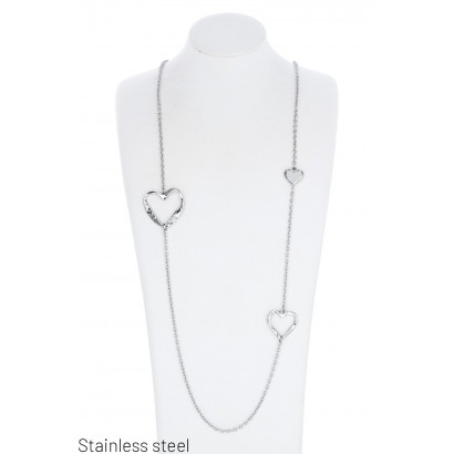 STAINL.STEEL NECKLACE WITH HEART SHAPE IN STEEL