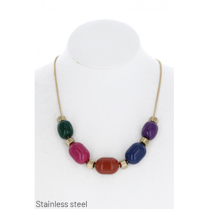 STAINLESS STEEL NECKLACE BEADS IN RESIN