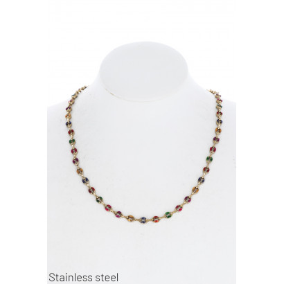 COLLIER MULTI PERLES EN ACIER PERLES EN RÉSINE