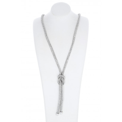 COLLIER LONG EN STRASS AVEC NOEUD