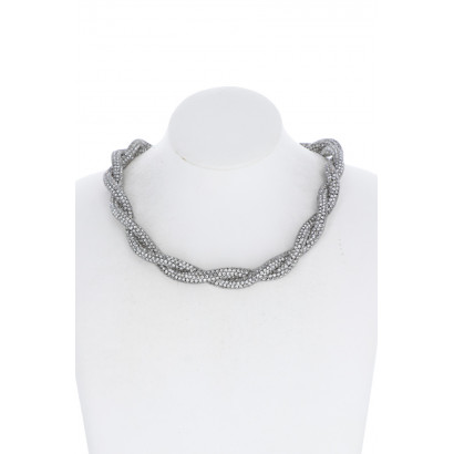 RIGID RHINESTONE BRAID NECKLACE