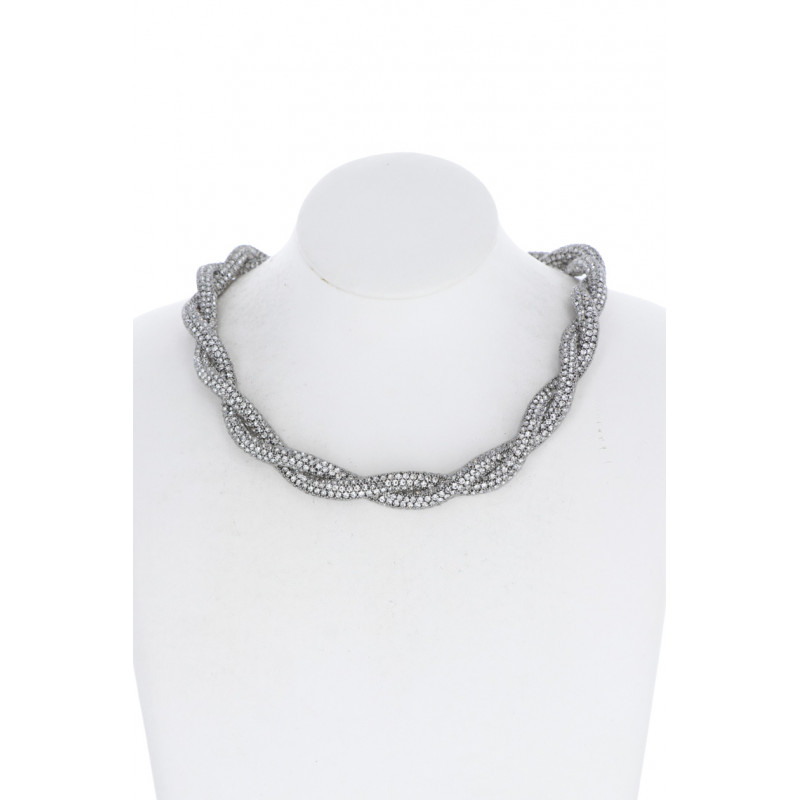 COLLIER TRESSÉ RIGIDE EN STRASS