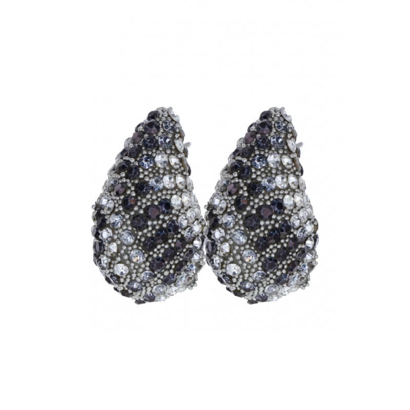 POST EARRING BOLD DROP SHAPED W/LEOPARD STRASS