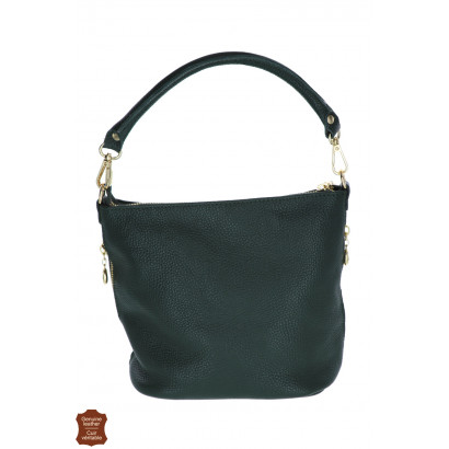 ALICIA, LEATHER HANDBAG IN SOLID COLOR