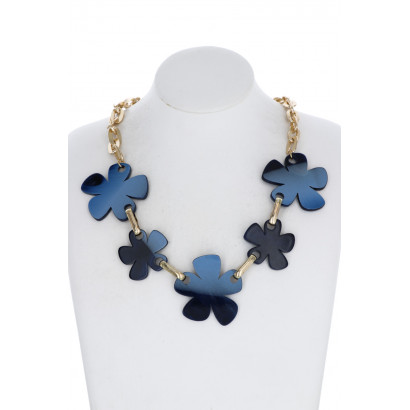 COLLIER EN MÉTAL AVEC FLEUR EN RÉSINE COLORÉE