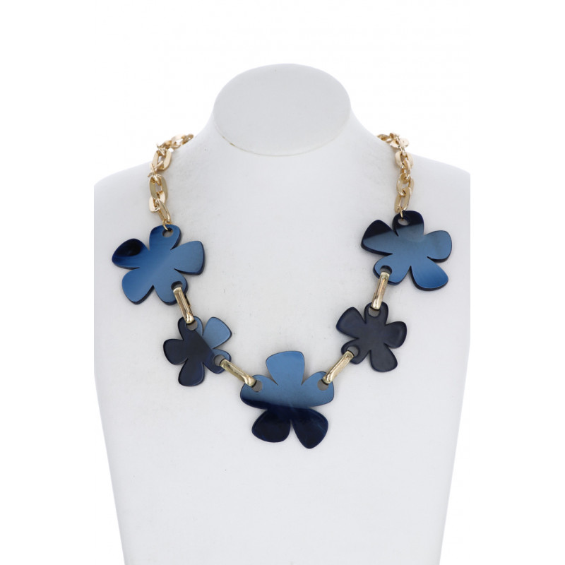 COLLIER EN MÉTAL AVEC FLEUR EN RÉSINE COLORÉE