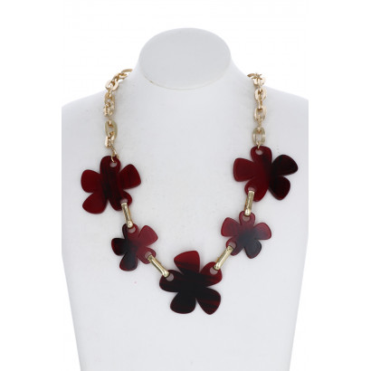 COLLIER EN MÉTAL AVEC FLEUR EN RÉSINE COLORÉE