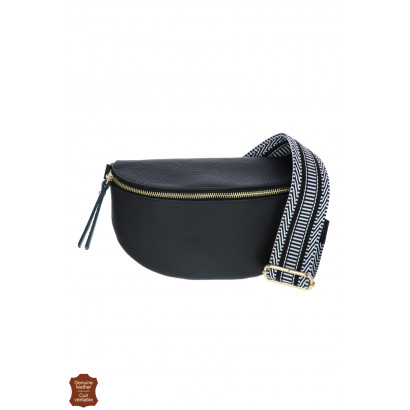 JOY, SAC BANANE CUIR, COULEUR UNIE, SANGLE COTON