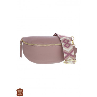 JOY, SAC BANANE CUIR, COULEUR UNIE, SANGLE COTON