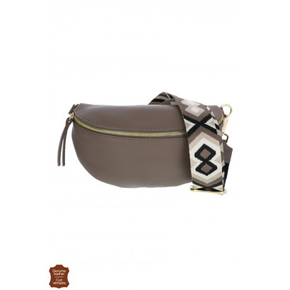 JOY, SAC BANANE CUIR, COULEUR UNIE, SANGLE COTON